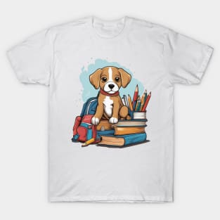 Back to school puppy cute dog first second grade pre-school design T-Shirt